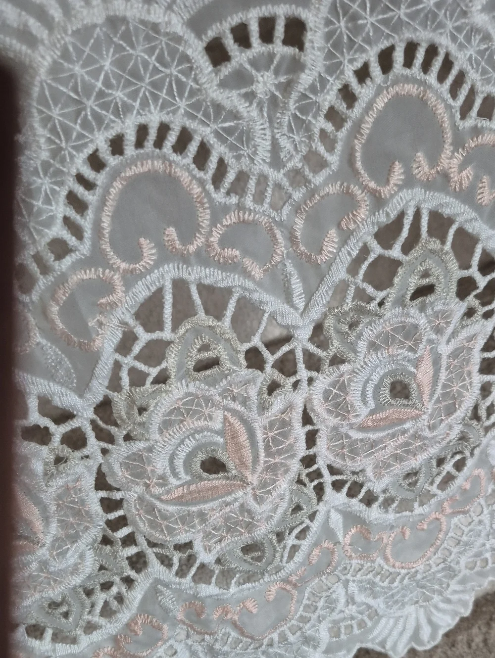 White Sheer Lace Curtain Panel Valance  Scalloped Edge 29x27